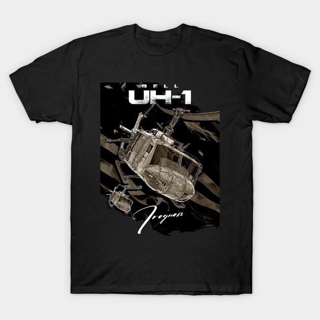 USA Bell UH-1 Iroquois Helicopter T-Shirt by aeroloversclothing